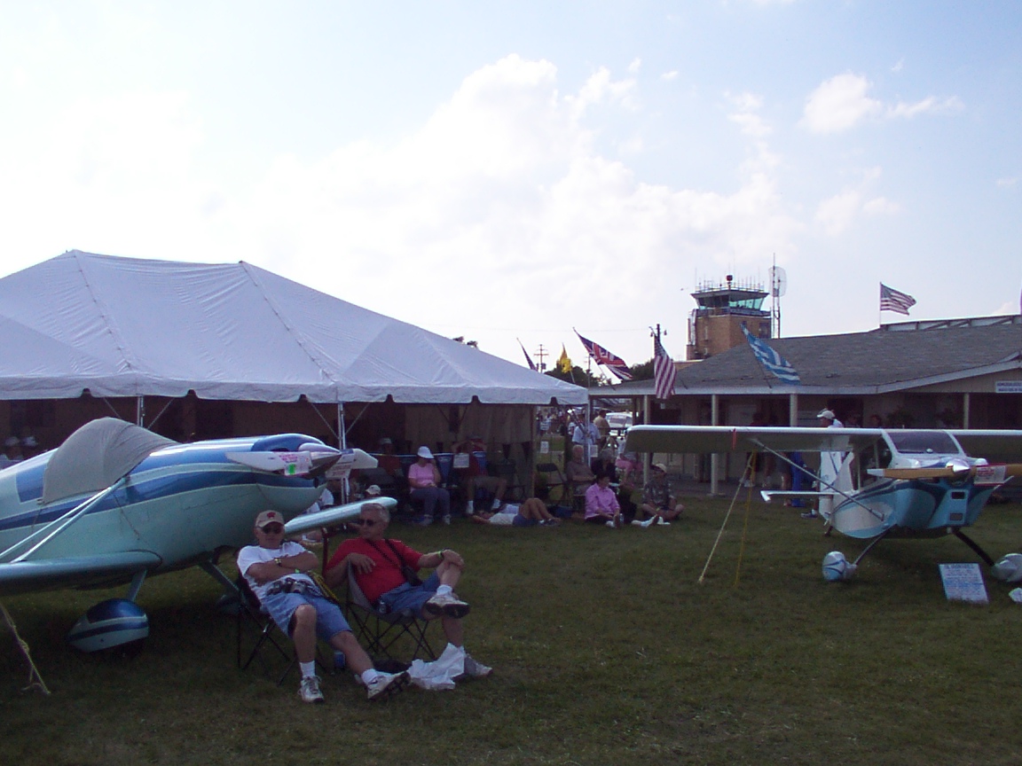Watching the airshow in front of the homebuilders’ hospitality tent.  