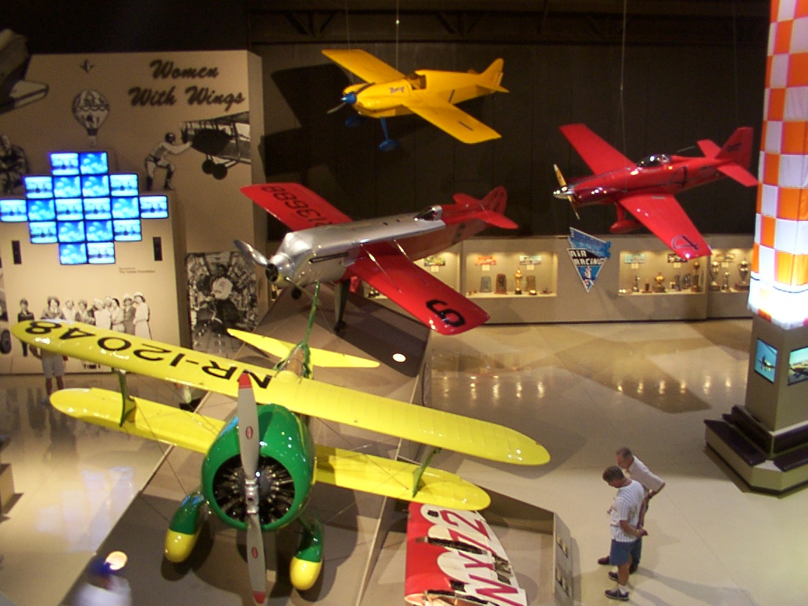 Real airplanes hanging in the EAA Museum.  